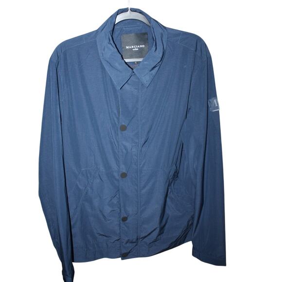 Marciano By Guess Men's Large Tech Full-Zip Jacket Water Repellent Silk Blue - Picture 2 of 12